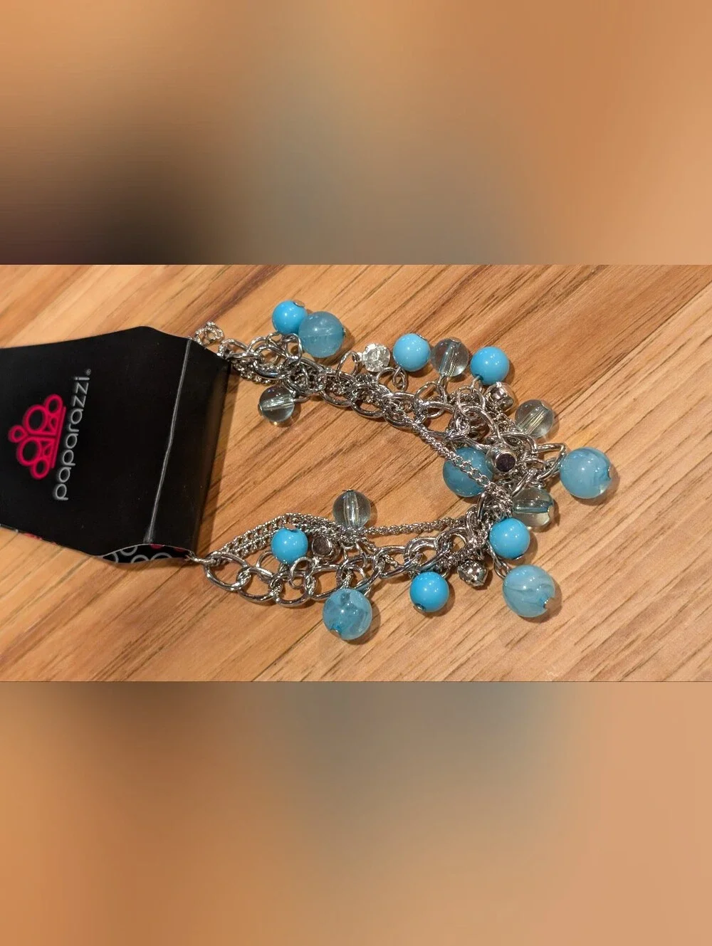 paparazzi Silver-Tone Layered Necklace and Bracelet Set with Turquoise Beads